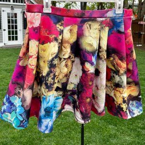 Scuba Floral Skater Skirt - Large
